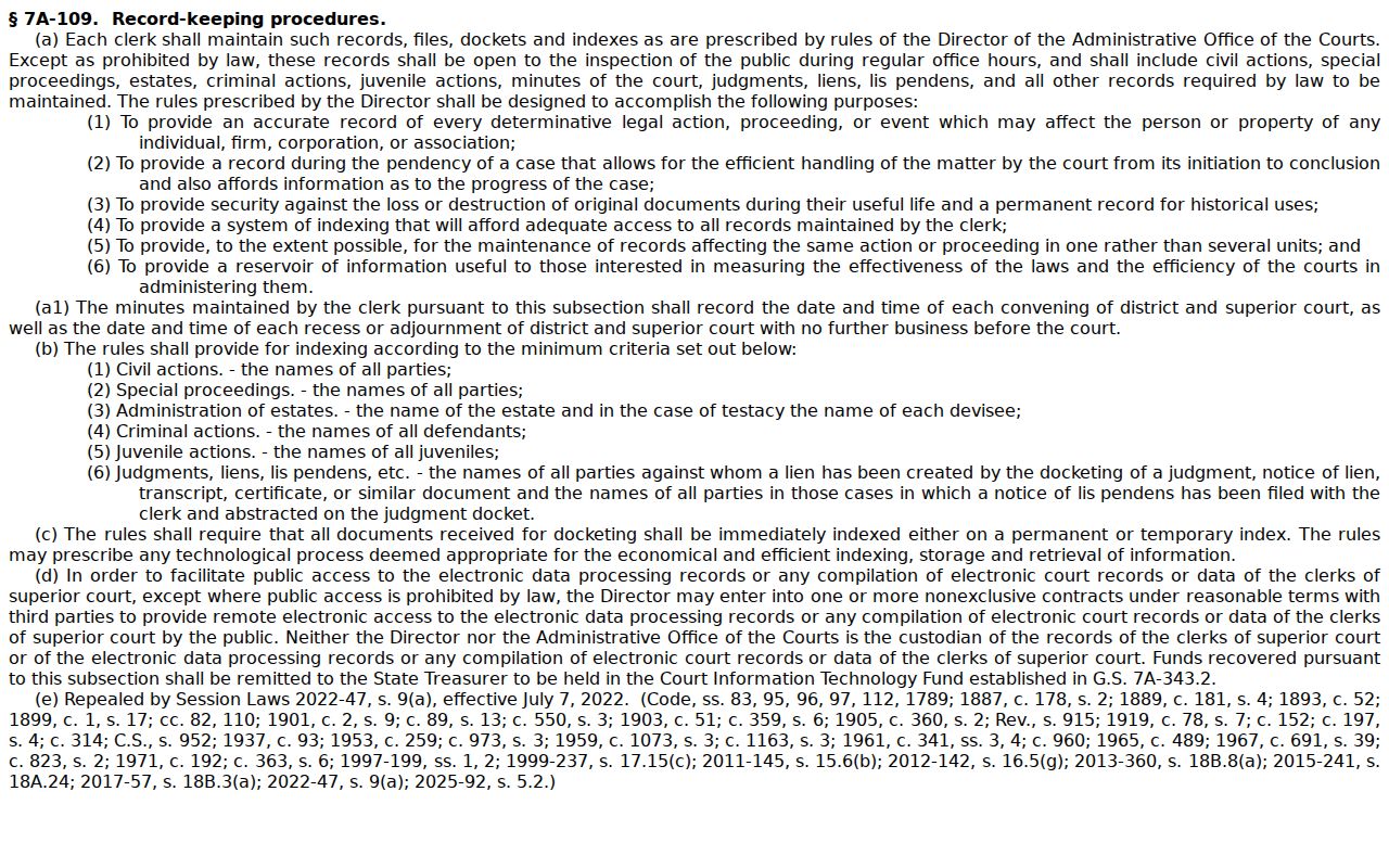 Northampton County civil court docket public inspection statute source