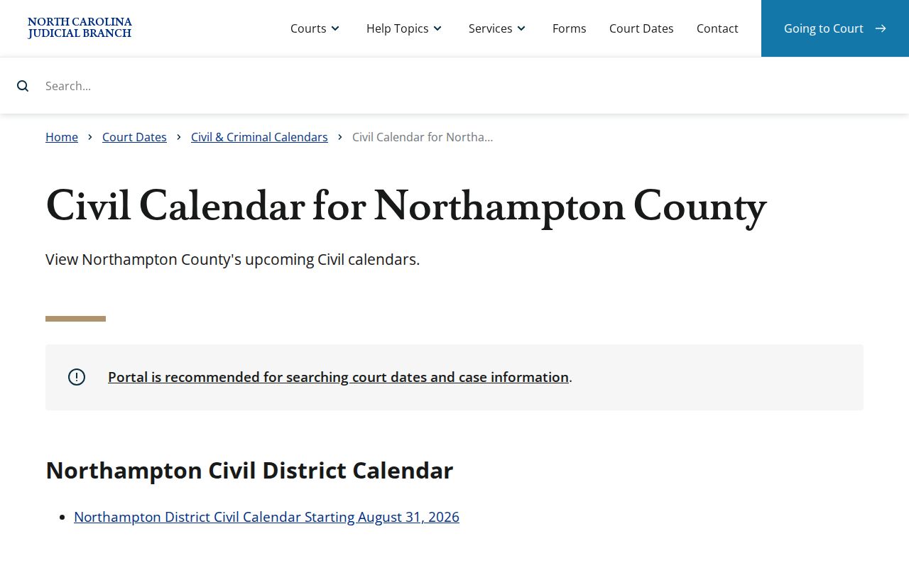 Northampton County court schedule civil calendar source
