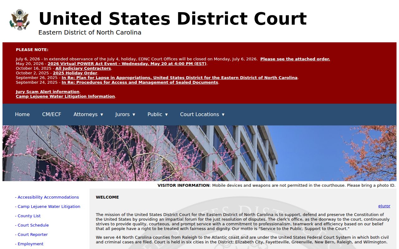 Garysburg court records distinction from the Eastern District federal court page