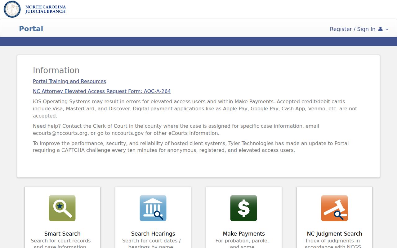 Northampton County court docket eCourts Portal landing screen