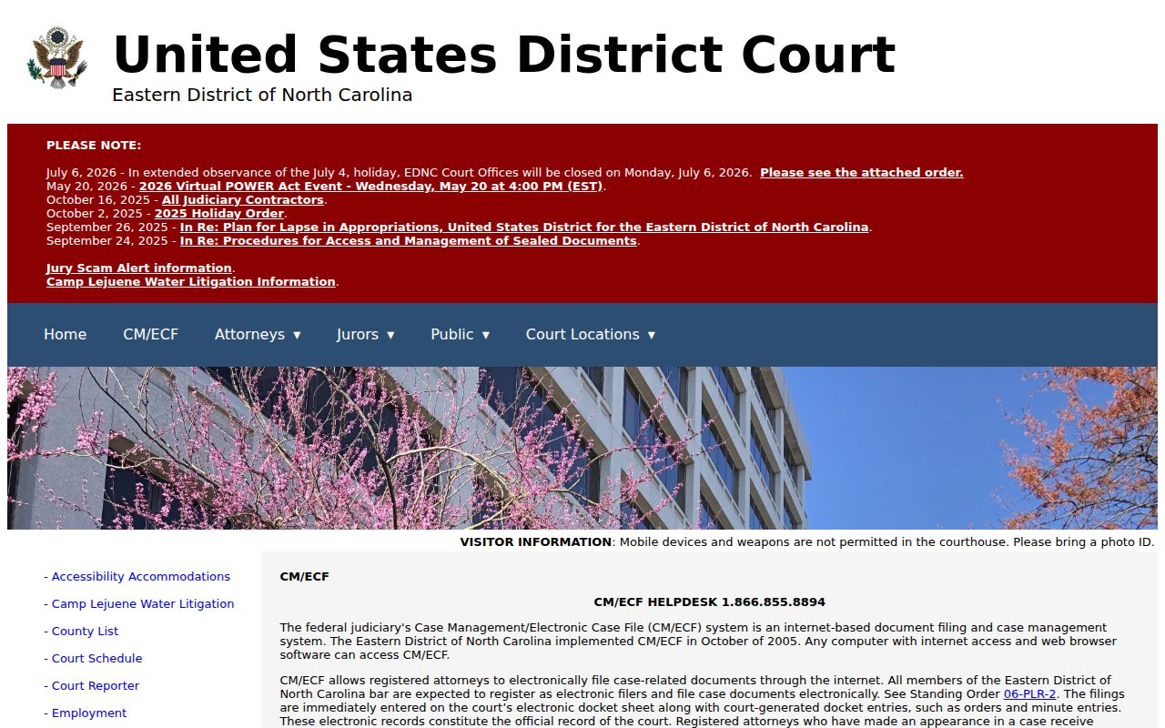 Rich Square court records distinction from Eastern District CM ECF