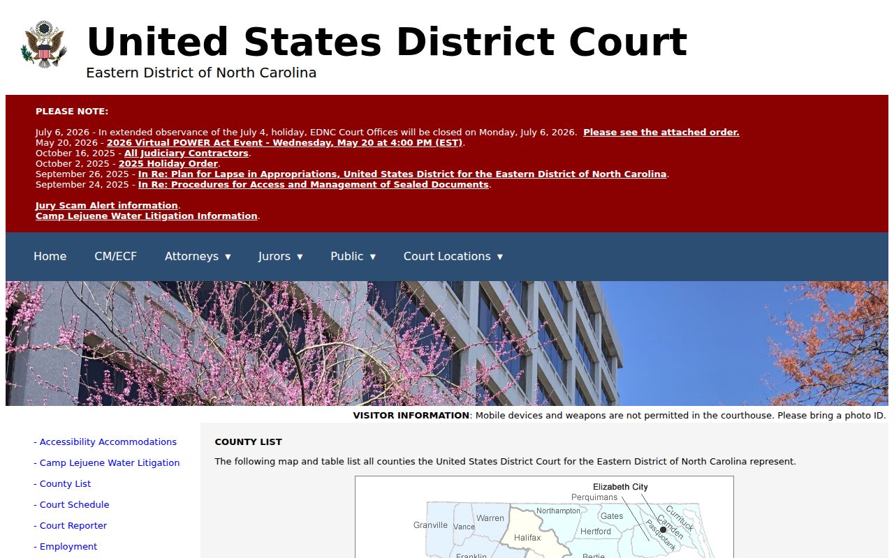 Rich Square court records distinction from Eastern District counties and divisions