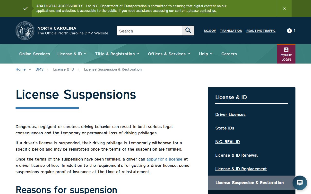 Northampton County traffic court records NCDMV failure to appear suspension information