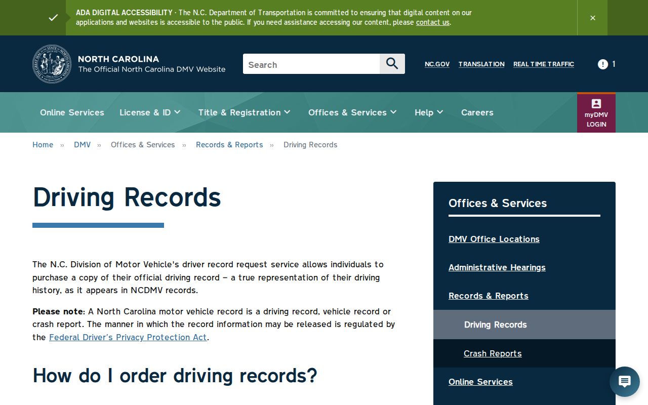 Northampton County traffic court records separate NCDMV driving record request source